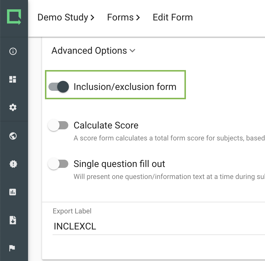 Inclusion/Exclusion Forms – Clinical